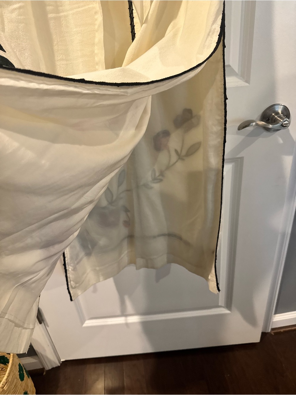 Embroidered Cream Maxi Dress with Blue Floral Accents - Picture 3 of 5